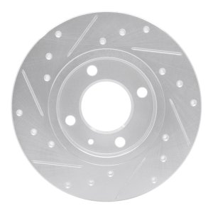 Audi Coupe Brake Rotor (1) - Front Right - R1 Concepts - Drilled & Slotted - Silver - `73-`05